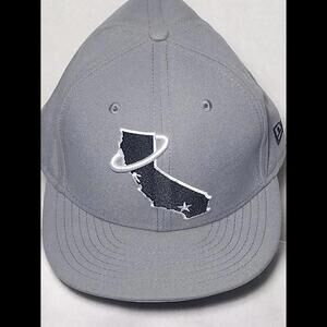 5950 Fitted Cap Hat Gray Crown Dark Gray Visor Blue/Dark Gray State Map Logo